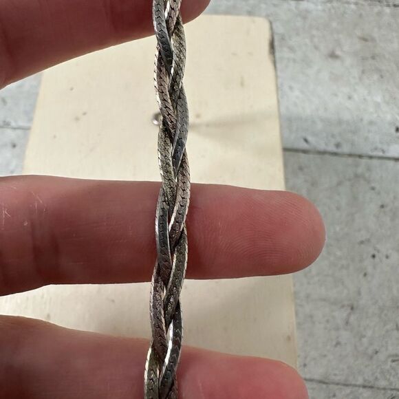 Vintage Tr-Colored Sterling Silver Braided Bracelet - Picture 4 of 6